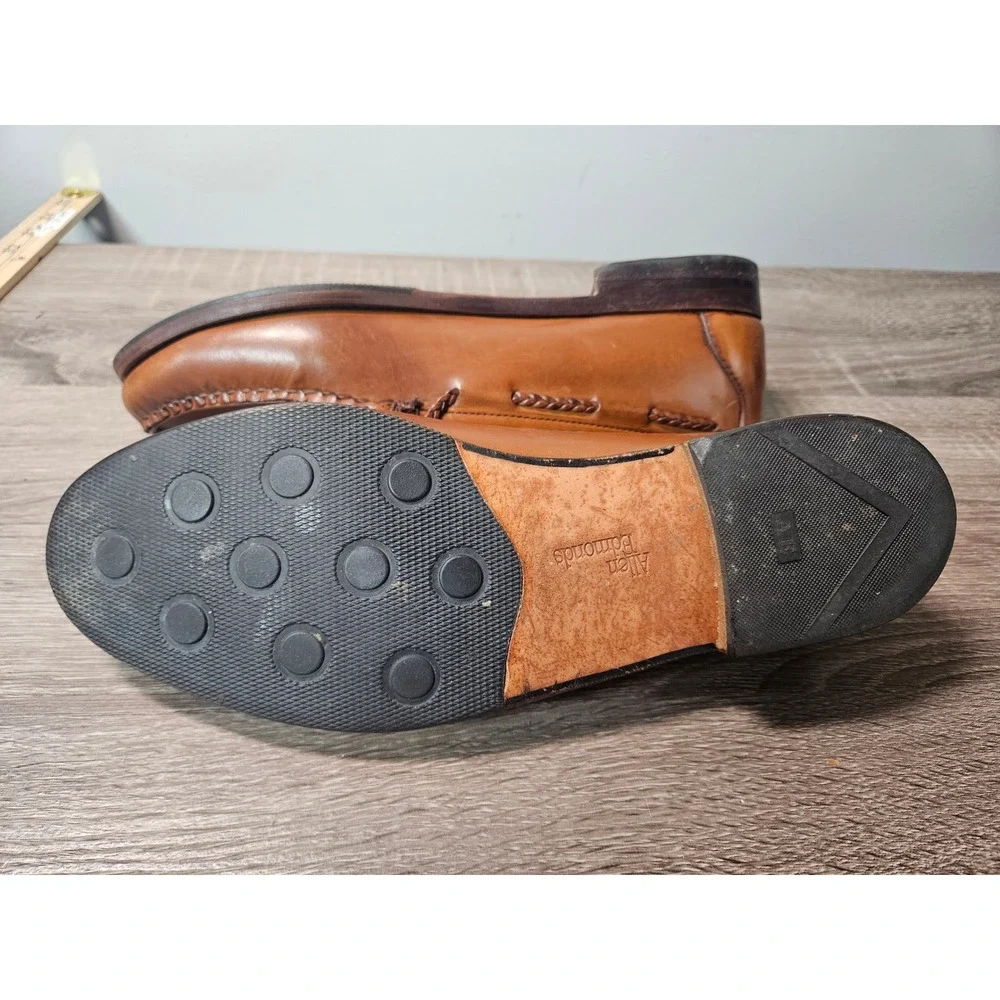 Allen Edmonds Colebrook Tan Leather Braided Bow Loafers Mens 9.5 D 91320 USA